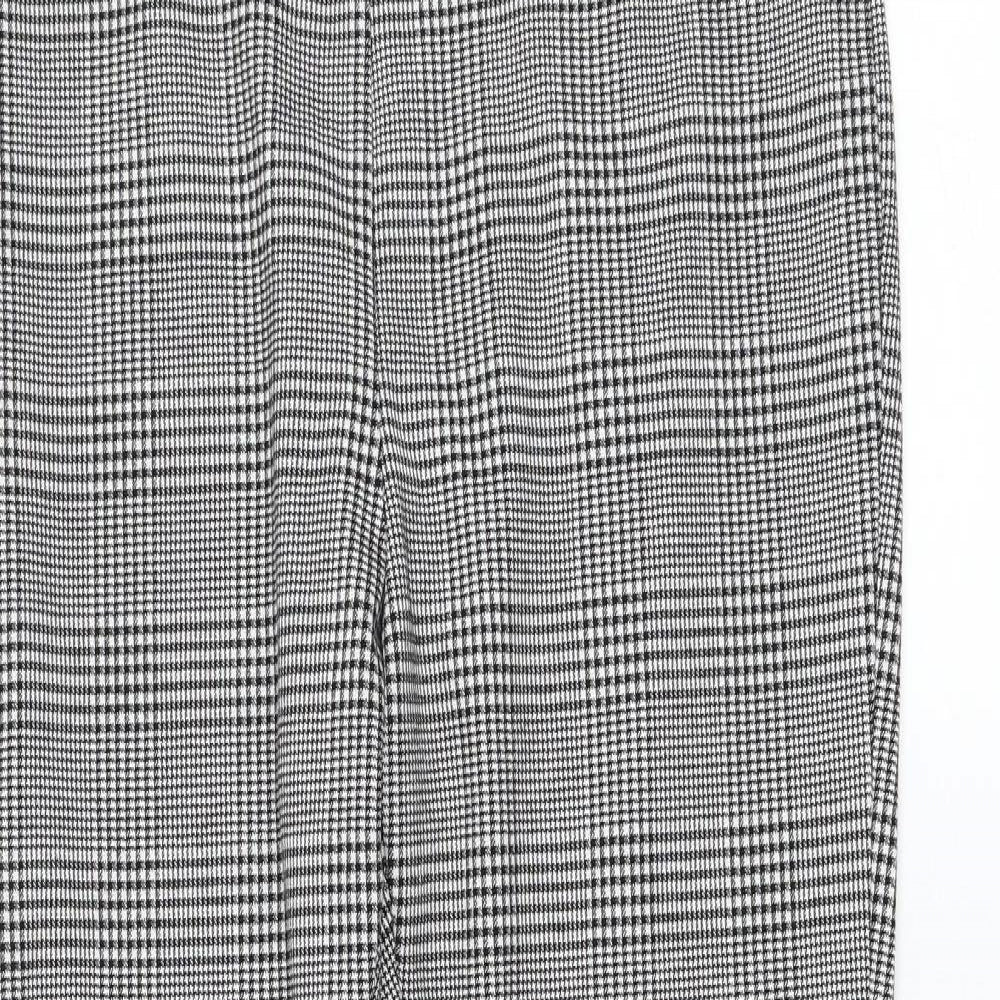 Marks and Spencer Womens Black Check Polyester Capri Leggings Size 14 L29 in