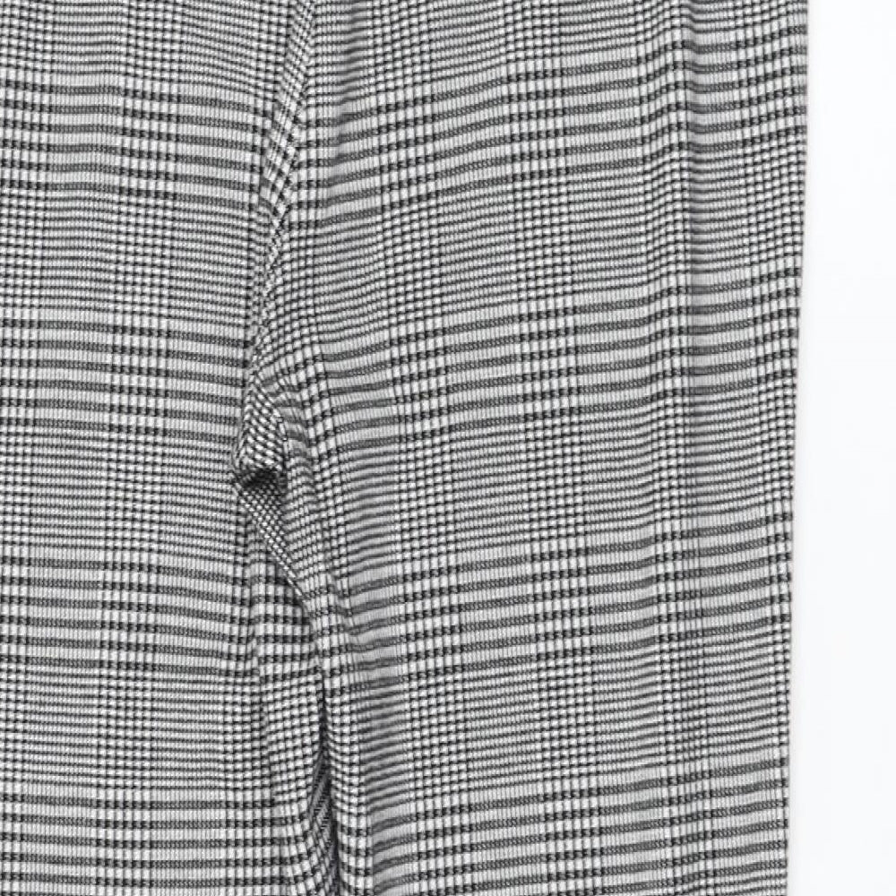 Marks and Spencer Womens Black Check Polyester Capri Leggings Size 14 L29 in