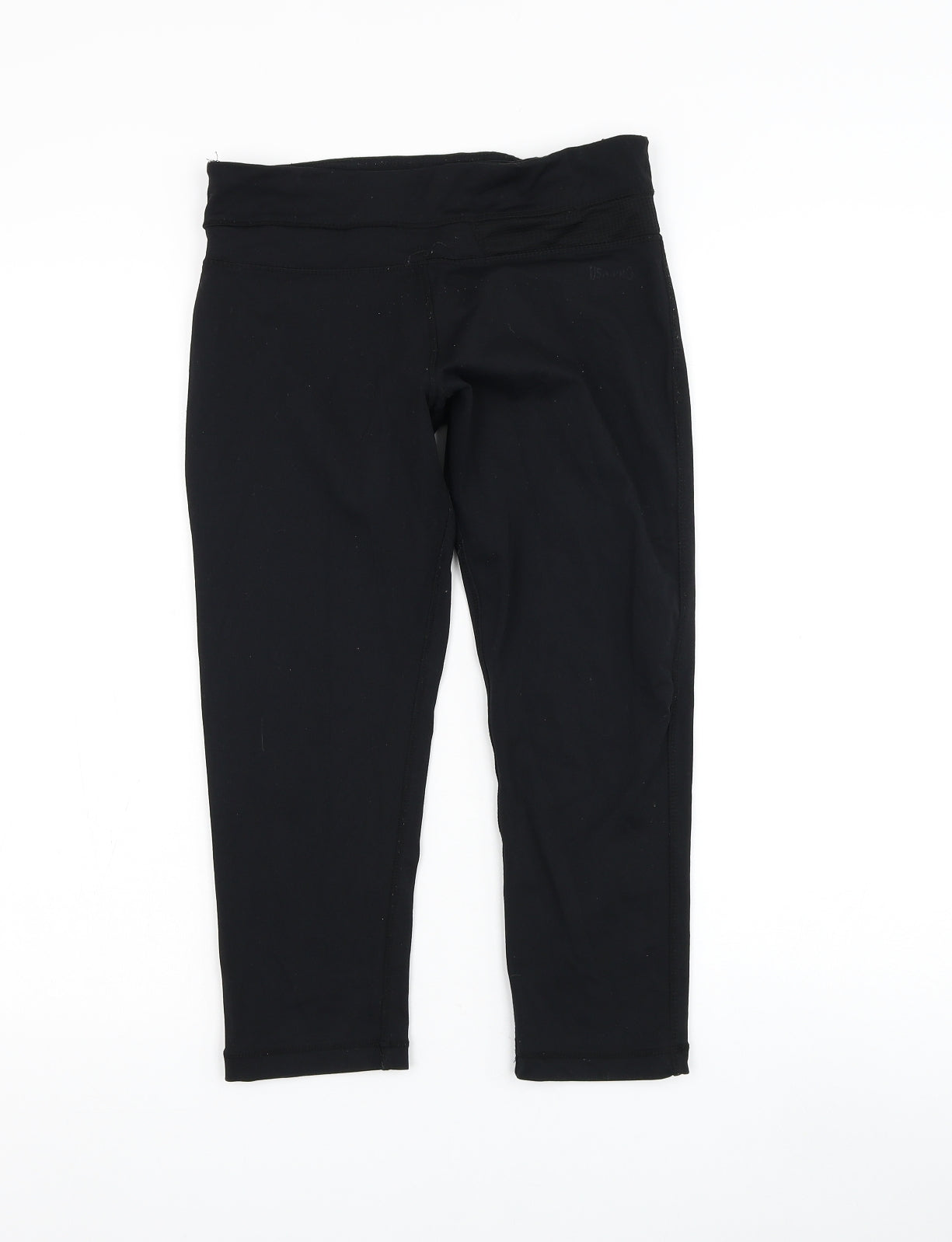 USA Pro Womens Black Polyester Cropped Leggings Size 10 L21 in Regular Pullover
