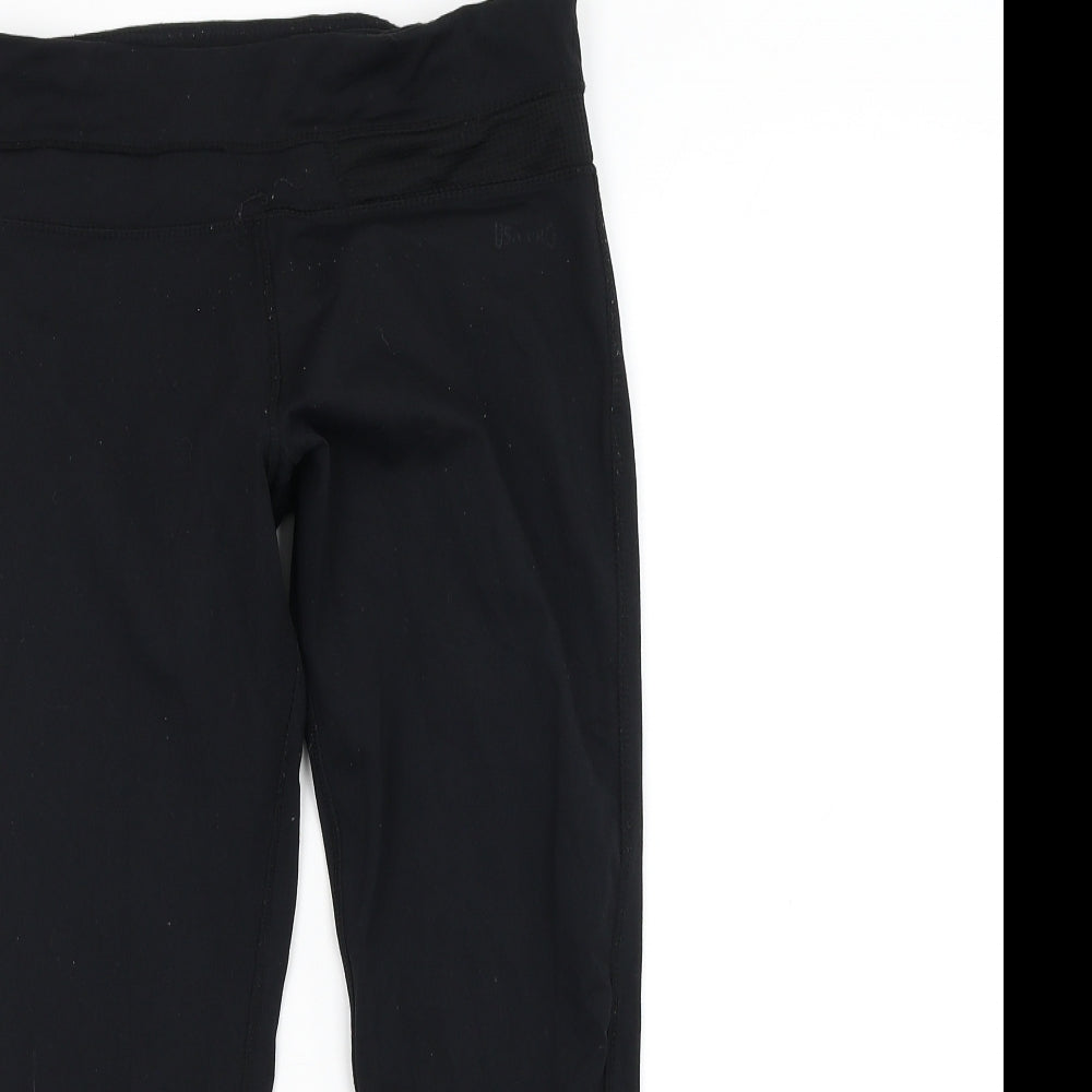 USA Pro Womens Black Polyester Cropped Leggings Size 10 L21 in Regular Pullover