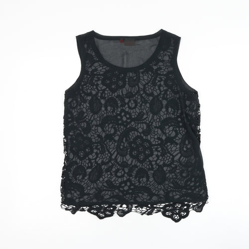 Only Womens Black Floral Polyester Basic Blouse Size 12 Round Neck