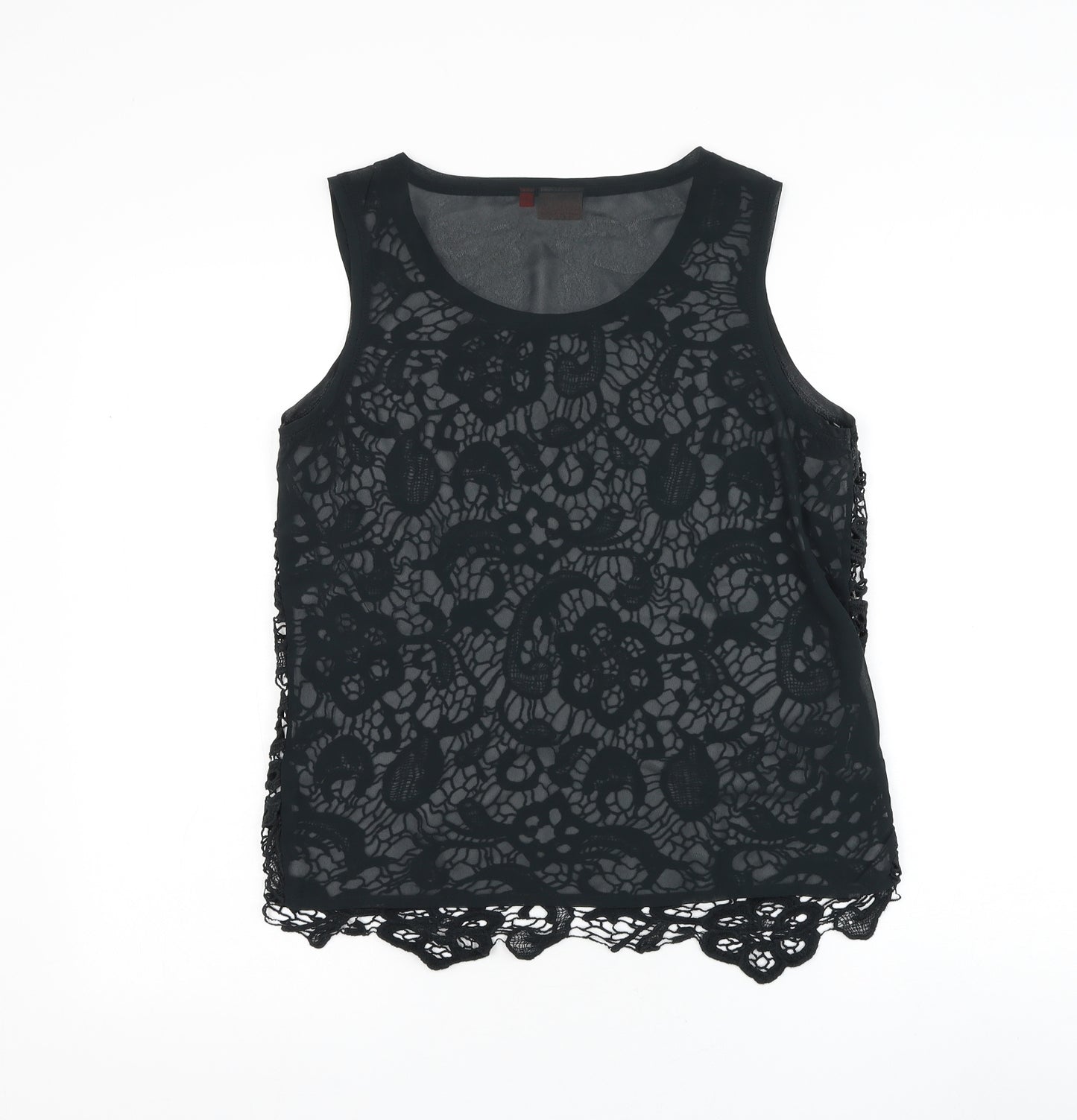 Only Womens Black Floral Polyester Basic Blouse Size 12 Round Neck