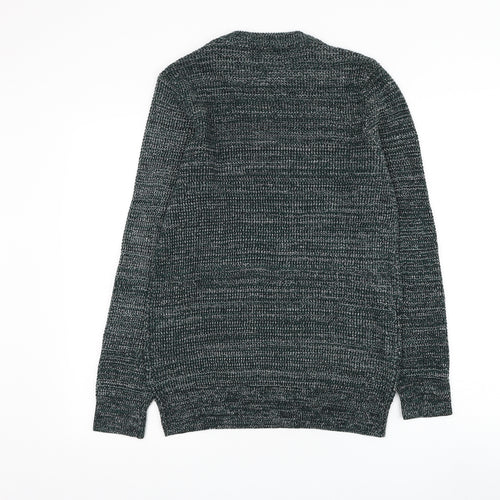 H&M Mens Green Round Neck Acrylic Pullover Jumper Size S