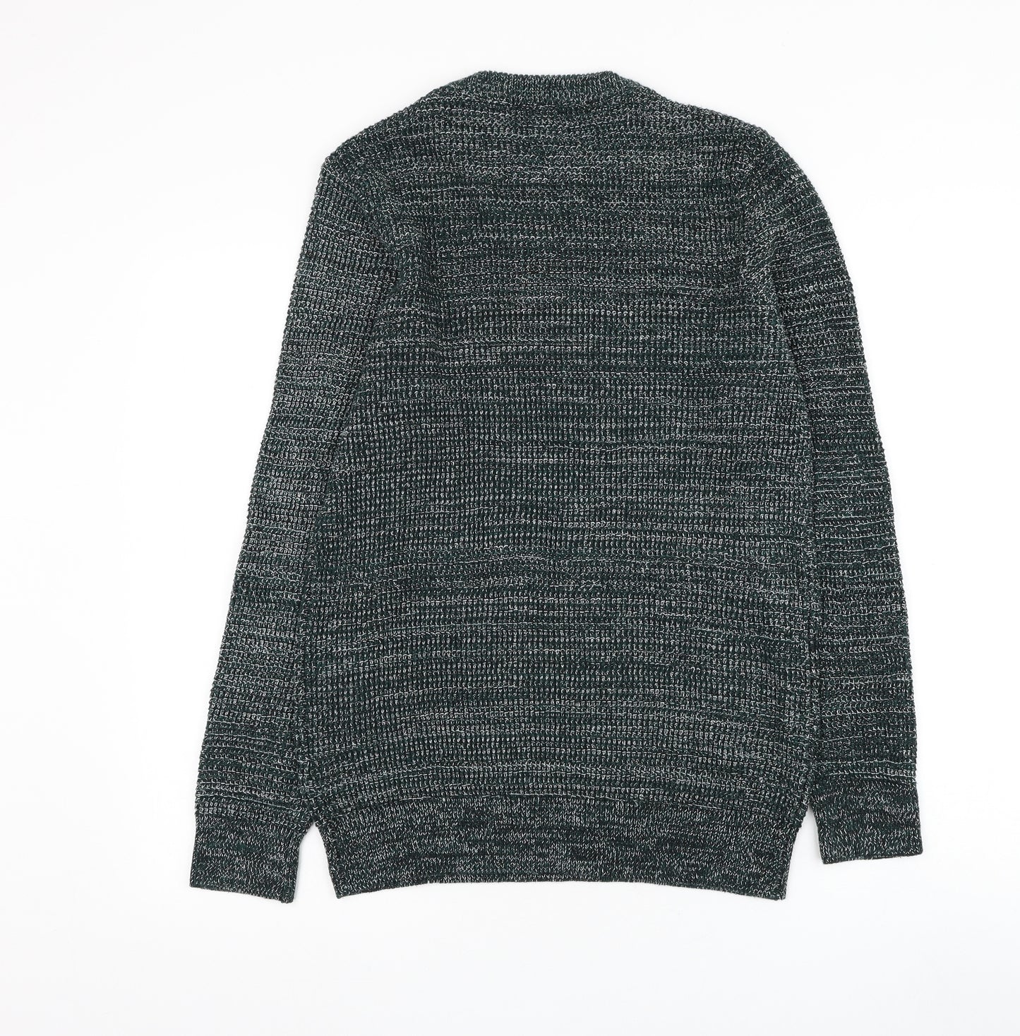 H&M Mens Green Round Neck Acrylic Pullover Jumper Size S