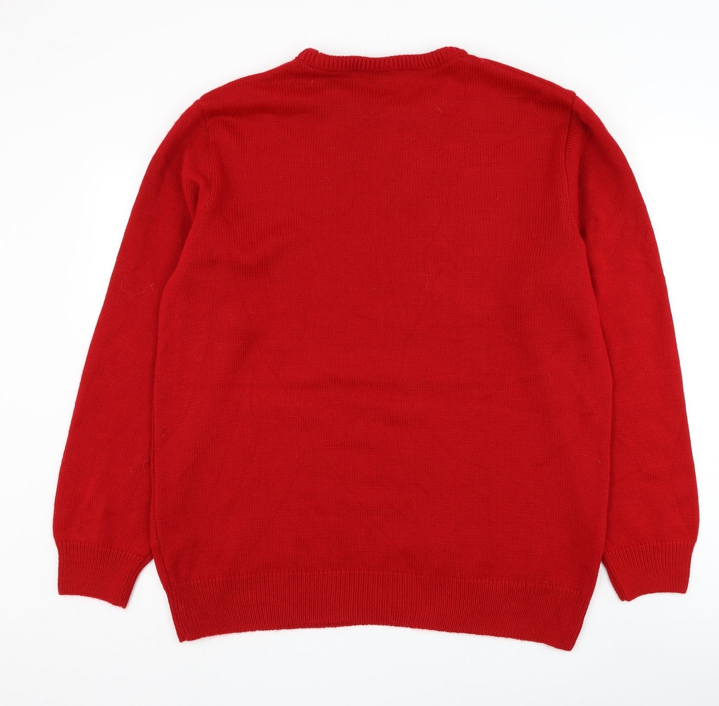 George Mens Red Round Neck Acrylic Pullover Jumper Size XL - Home Alone 2