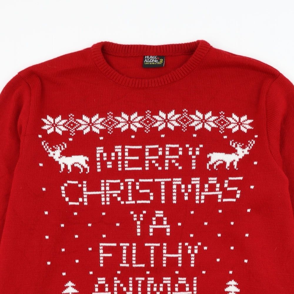 George Mens Red Round Neck Acrylic Pullover Jumper Size XL - Home Alone 2