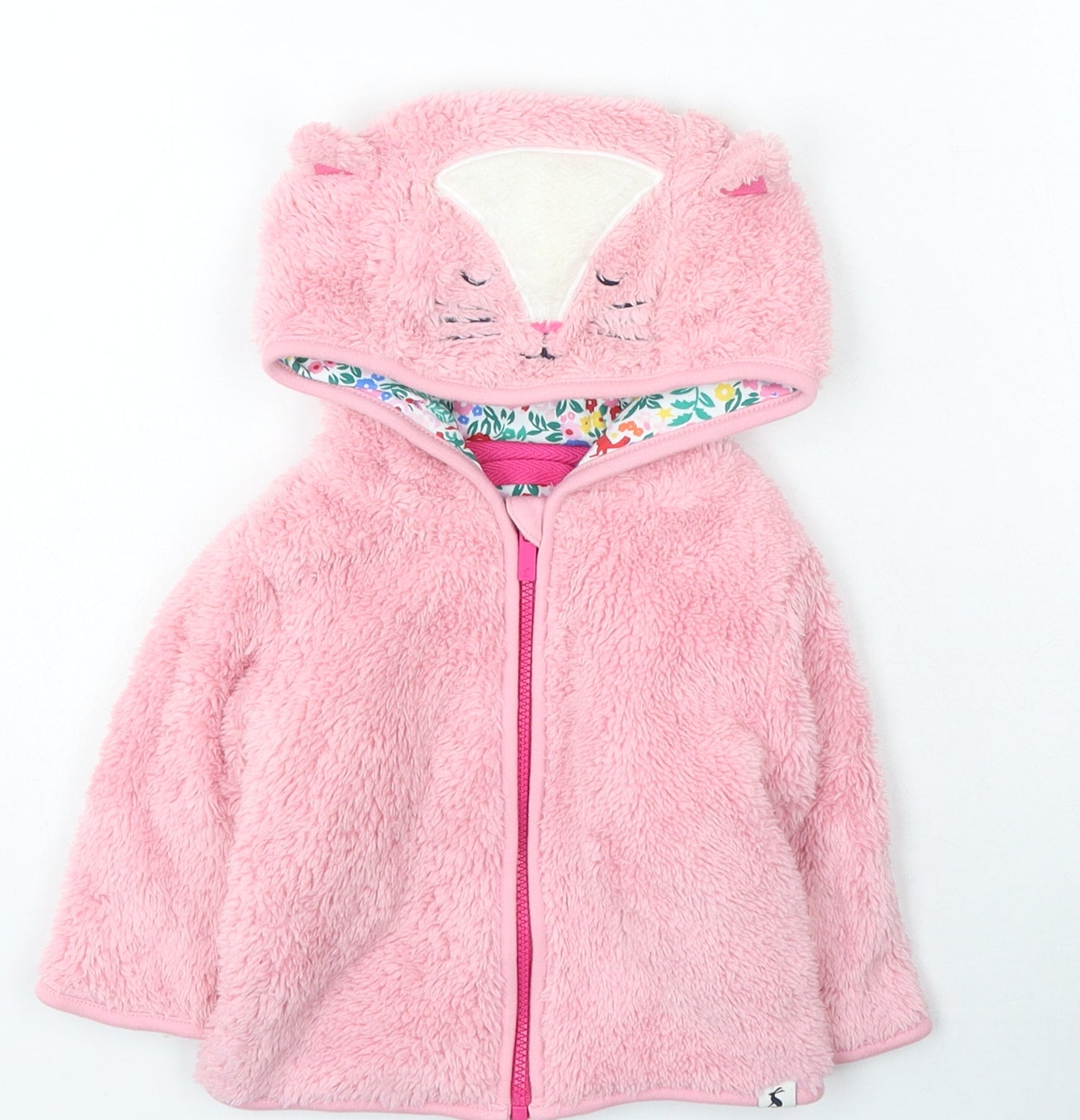 Joules Girls Pink Floral Jacket Size 0-3 Months Zip - Cat
