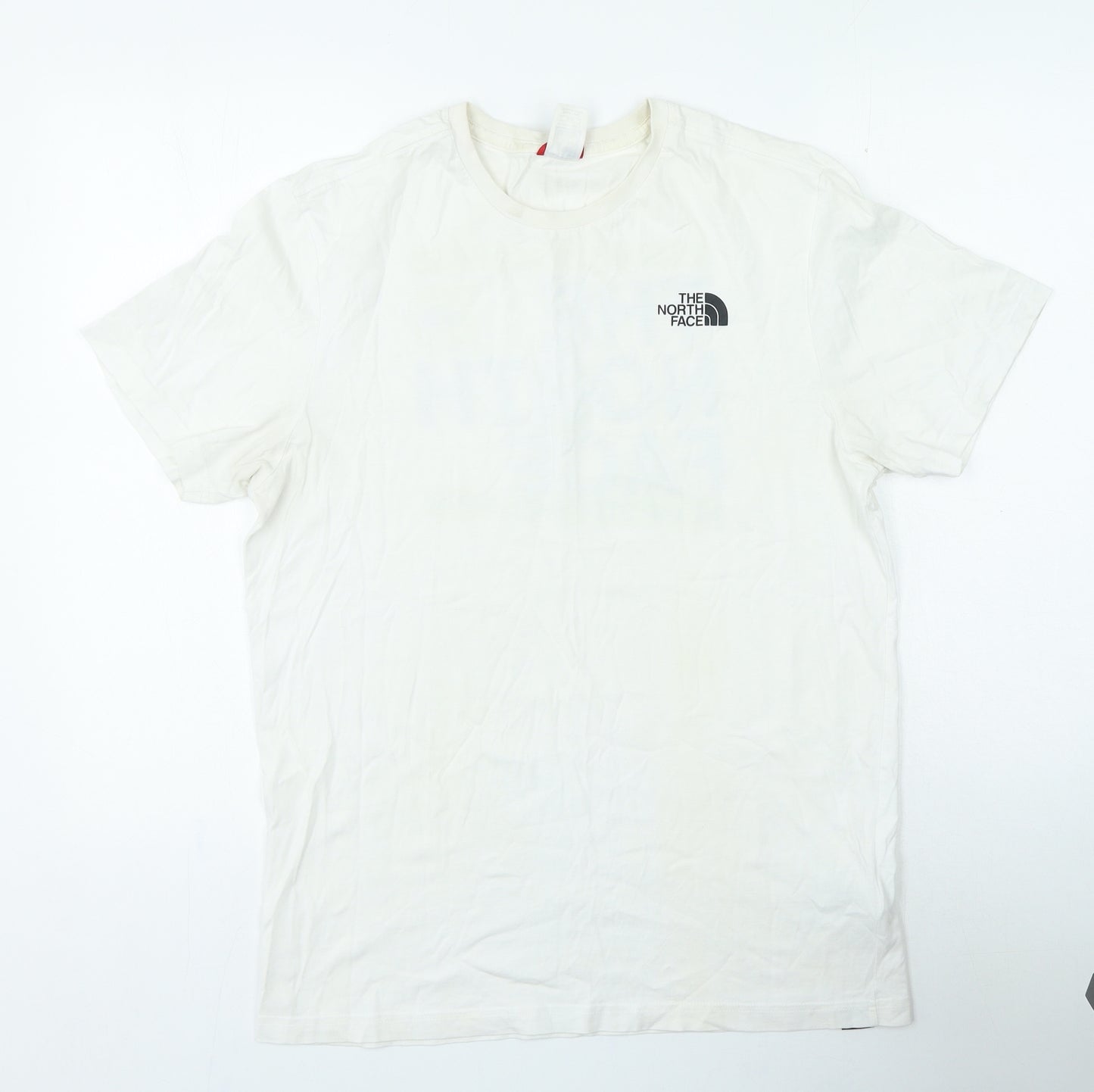 The North Face Mens White Cotton T-Shirt Size M Round Neck - Never Stop Exploring