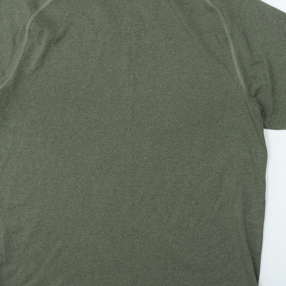 adidas Mens Green Polyester T-Shirt Size M Round Neck