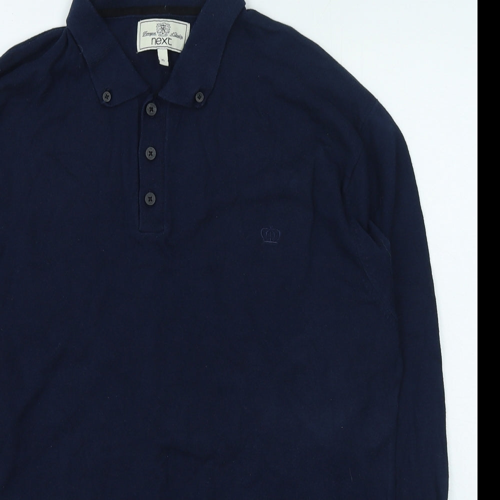 NEXT Mens Blue Cotton Button-Up Size XL Collared Button