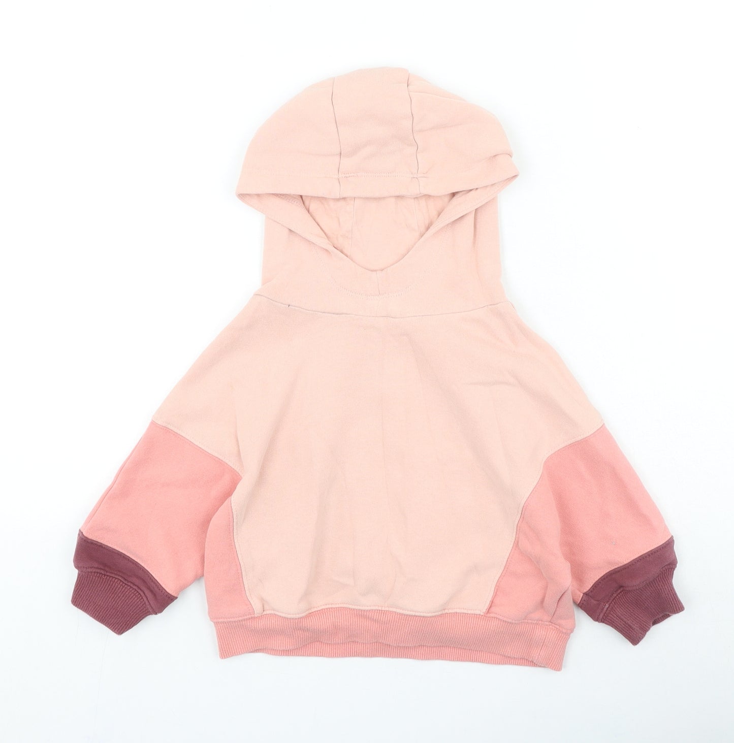 NEXT Girls Pink Cotton Henley Hoodie Size 3 Years Pullover