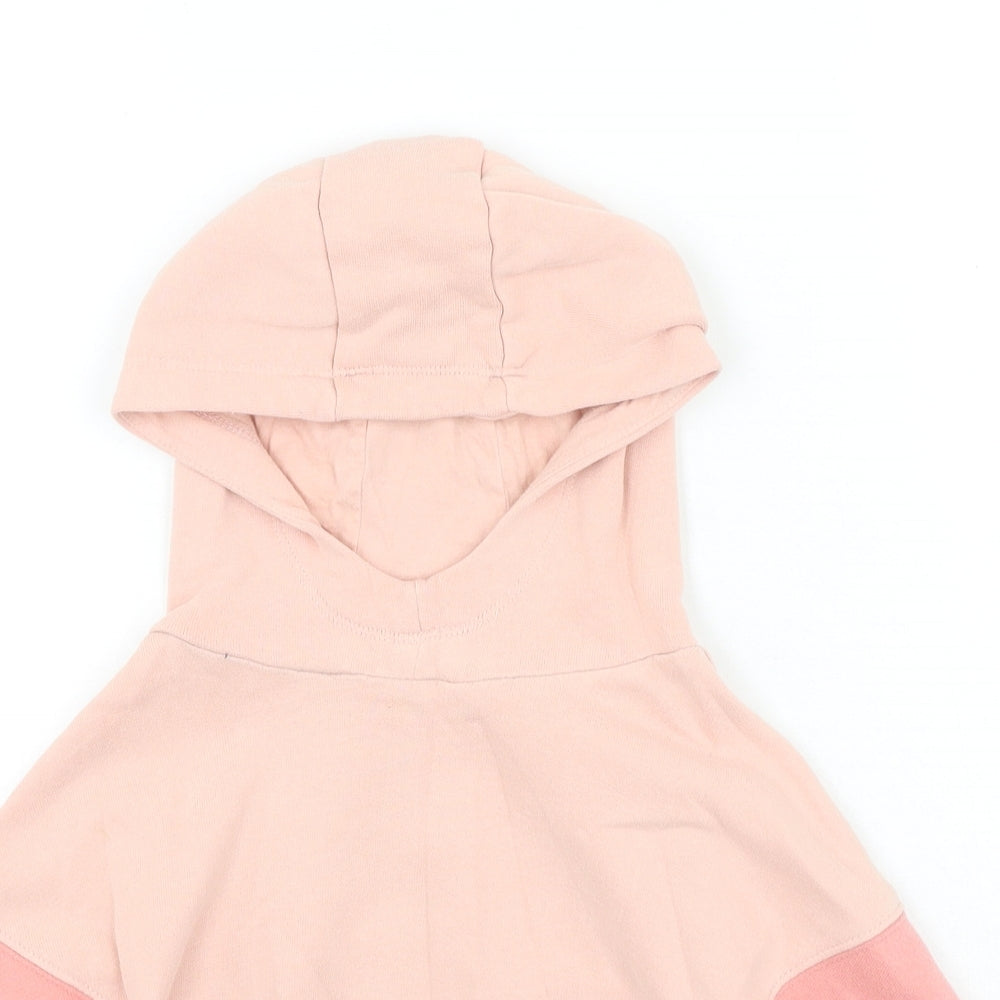 NEXT Girls Pink Cotton Henley Hoodie Size 3 Years Pullover