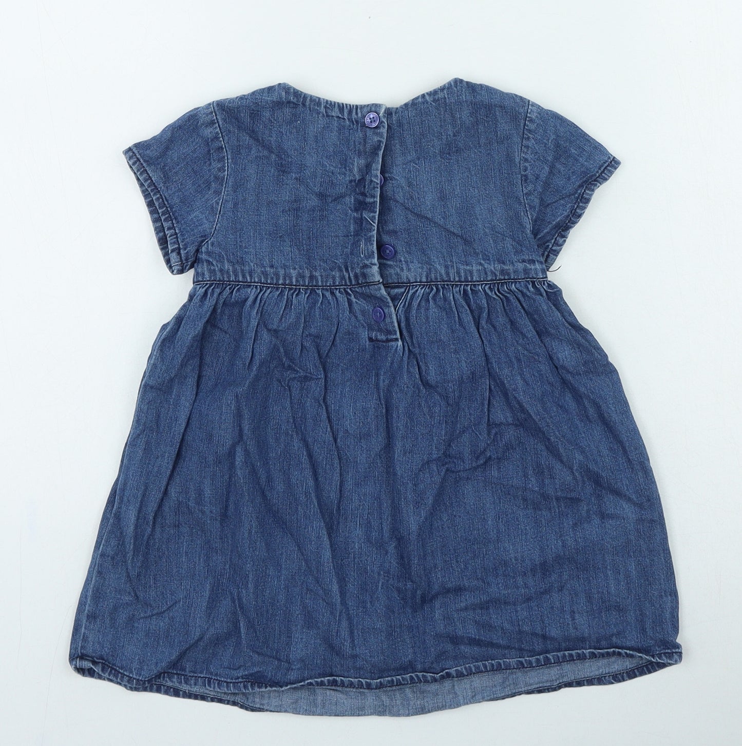 Blue Zoo Girls Blue Geometric Cotton Fit & Flare Size 18-24 Months Round Neck Button - animals
