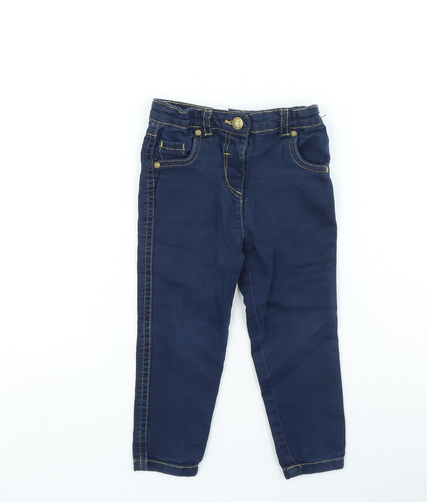 TU Girls Blue Cotton Jogger Jeans Size 18-24 Months Button