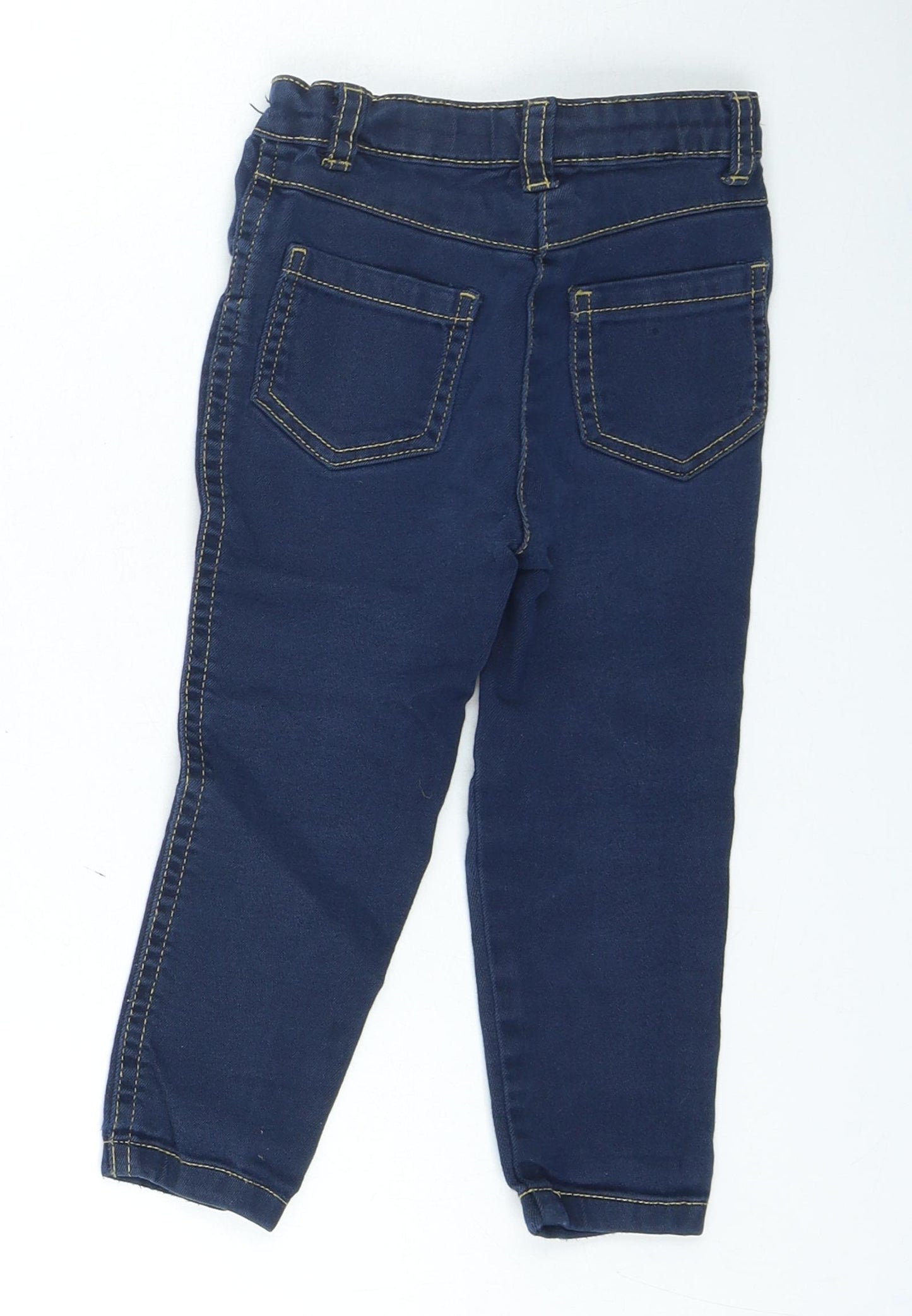 TU Girls Blue Cotton Jogger Jeans Size 18-24 Months Button