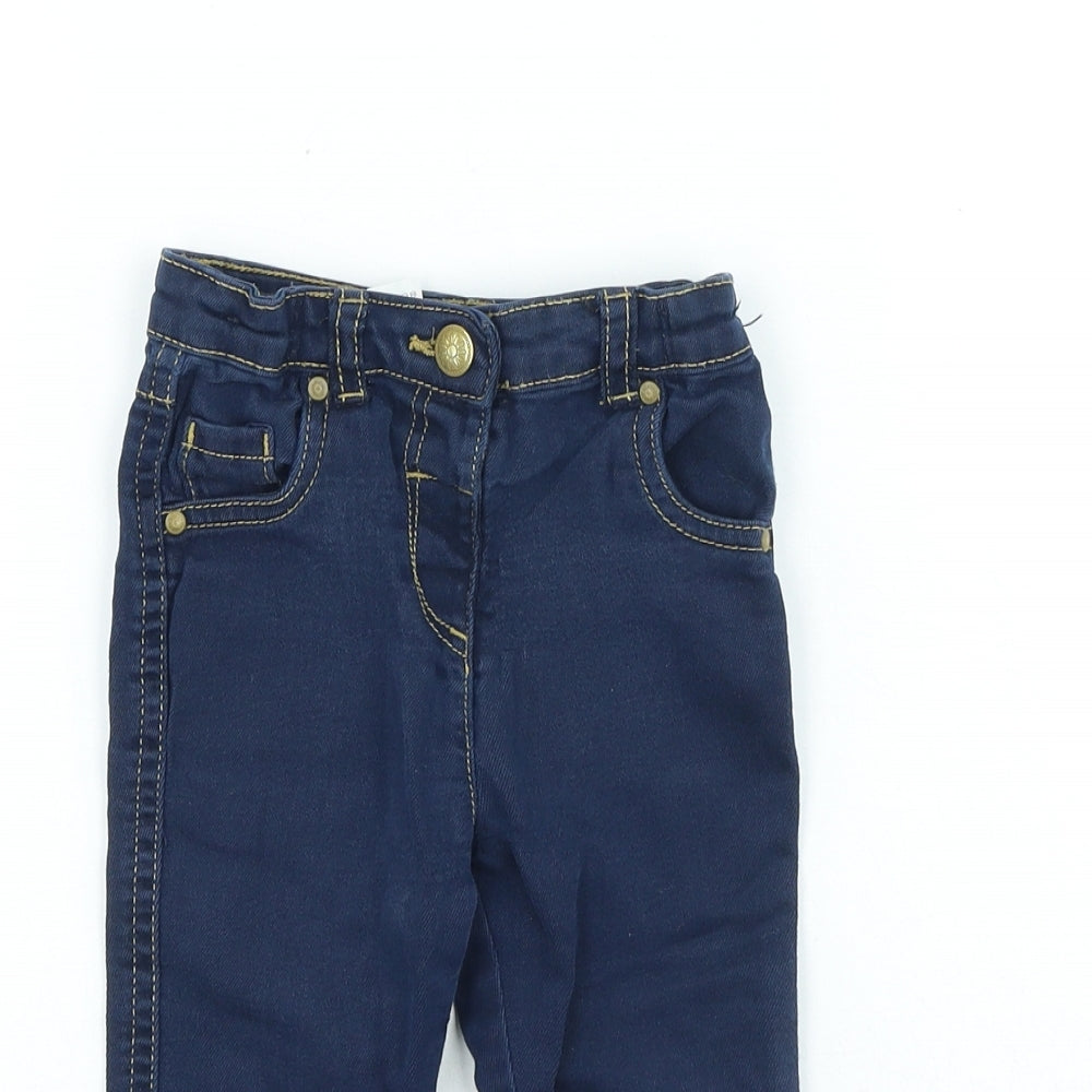 TU Girls Blue Cotton Jogger Jeans Size 18-24 Months Button