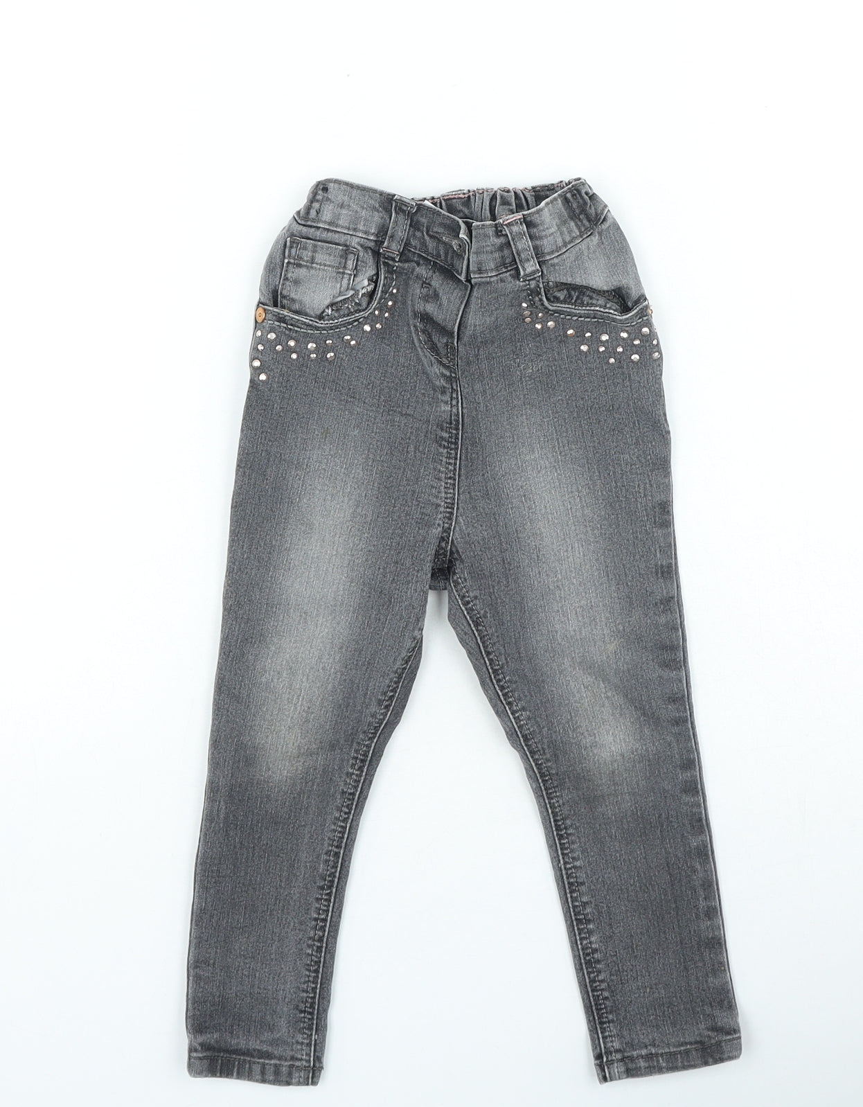 George Girls Grey Cotton Skinny Jeans Size 2-3 Years Regular Button