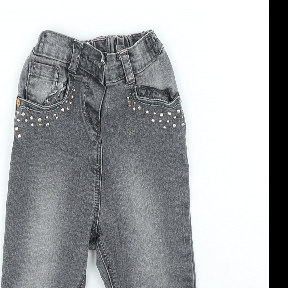 George Girls Grey Cotton Skinny Jeans Size 2-3 Years Regular Button