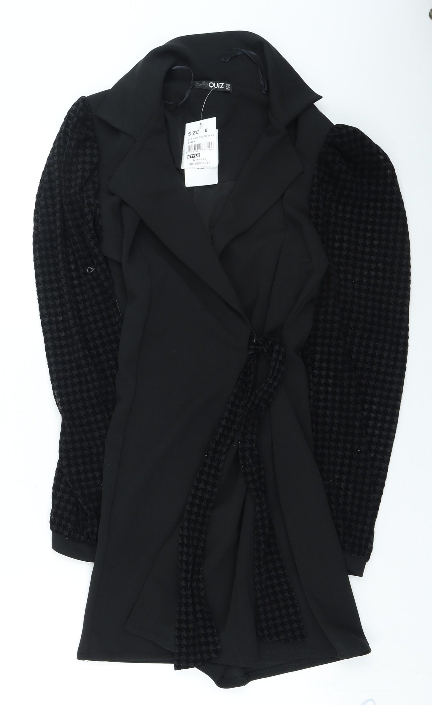 Quiz Womens Black Mini Size 8 V-Neck Drawstring
