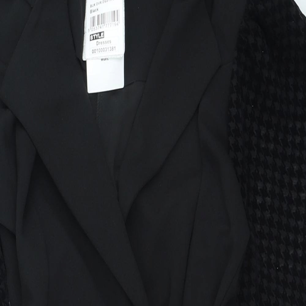 Quiz Womens Black Mini Size 8 V-Neck Drawstring
