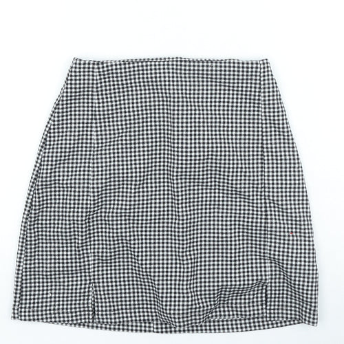 j.galt Womens Black Check Polyester Mini Skirt Size 22 in Zip