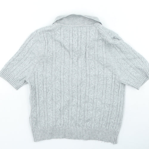 Pull&Bear Womens Grey Collared Viscose Pullover Jumper Size S