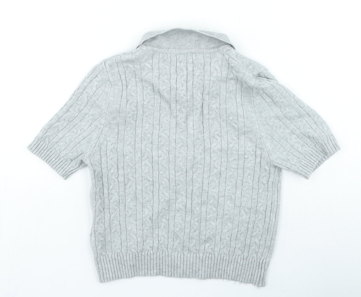 Pull&Bear Womens Grey Collared Viscose Pullover Jumper Size S