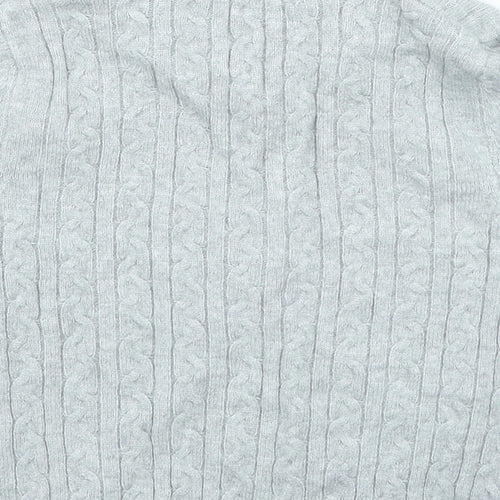 Pull&Bear Womens Grey Collared Viscose Pullover Jumper Size S