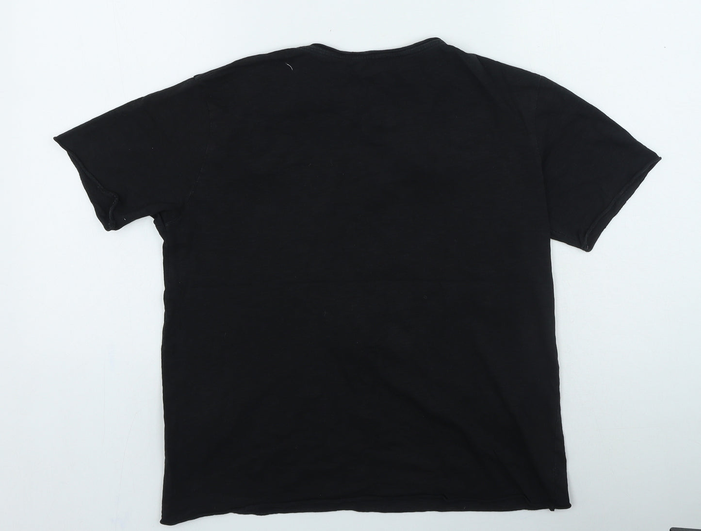 River Island Womens Black Floral Cotton Basic T-Shirt Size 12 Round Neck