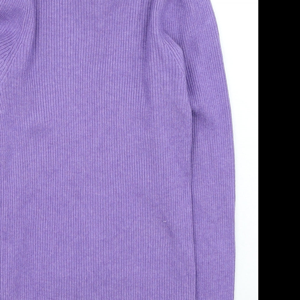 Dunnes Stores Girls Purple High Neck Viscose Pullover Jumper Size 9-10 Years Pullover