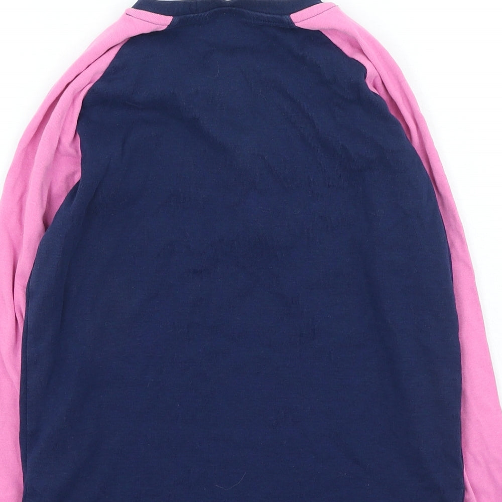 Marks and Spencer Girls Blue Polyester Basic Casual Size 9-10 Years Henley Button - Be Kind