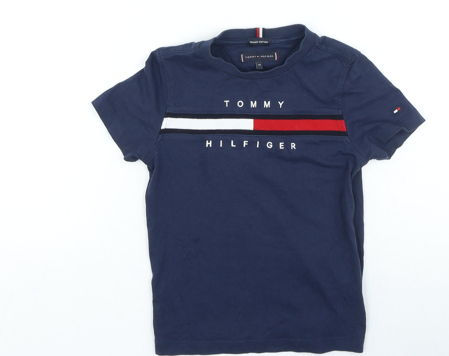 Tommy Hilfiger Boys Blue Cotton Basic Casual Size 5-6 Years Round Neck Pullover