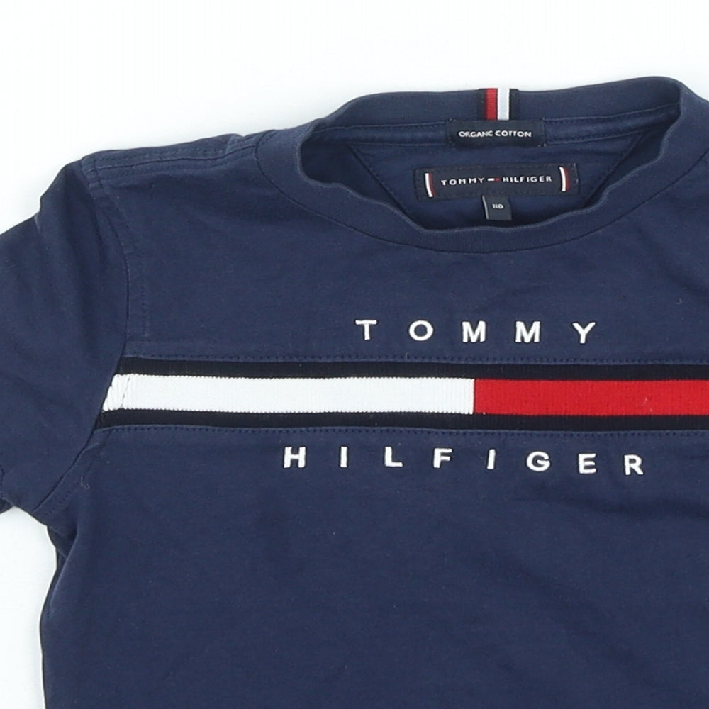 Tommy Hilfiger Boys Blue Cotton Basic Casual Size 5-6 Years Round Neck Pullover