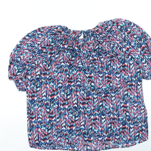 Gallery Womens Multicoloured Geometric Polyester Basic Blouse Size S Round Neck