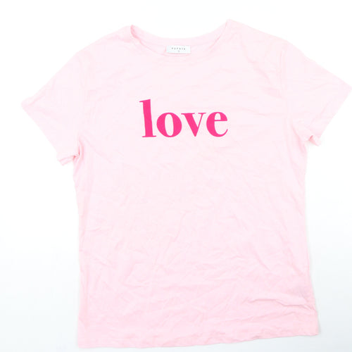 Papaya Womens Pink Polyester Basic T-Shirt Size 10 Roll Neck - Love