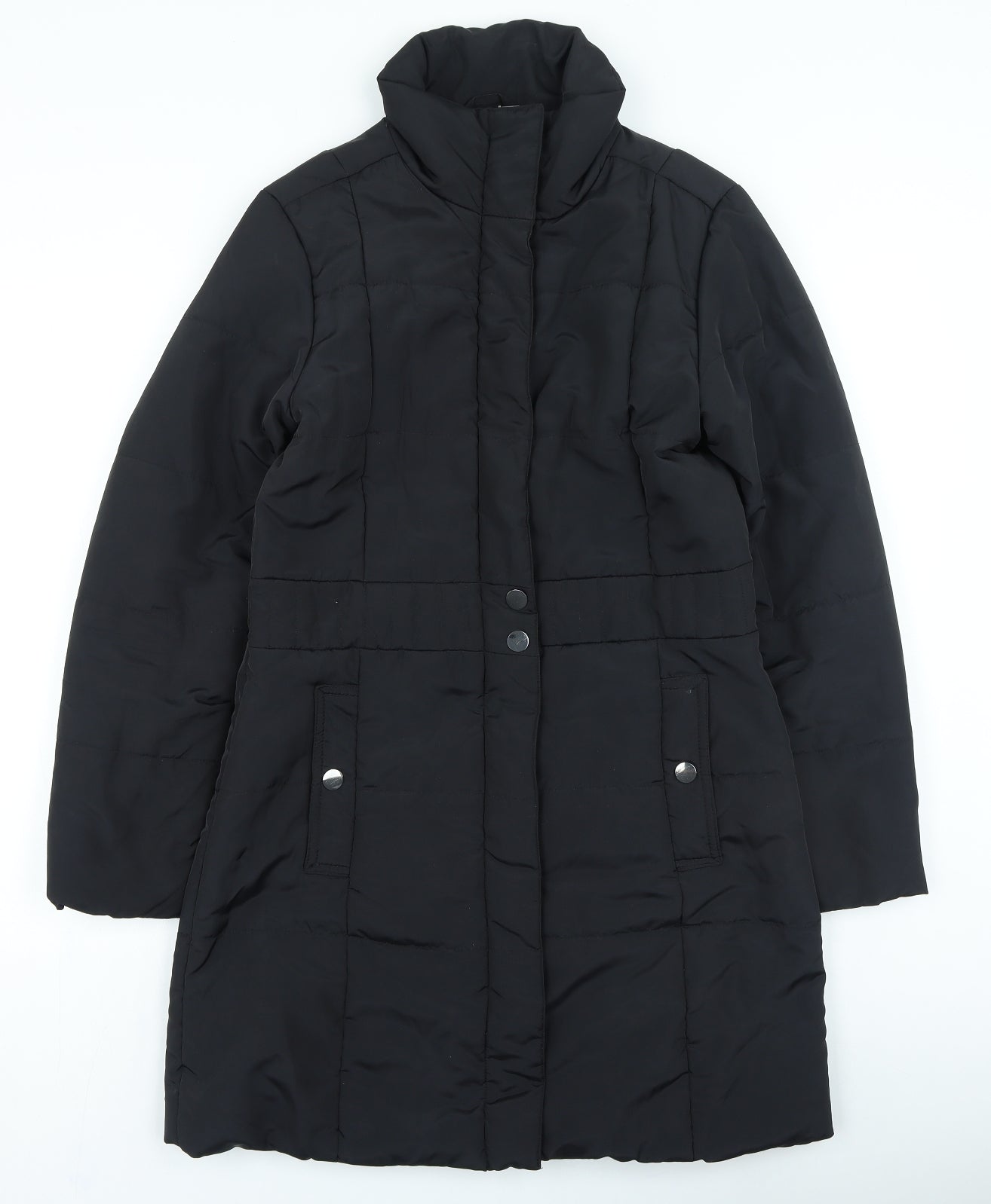 Oscar B Womens Black Quilted Coat Size S Button