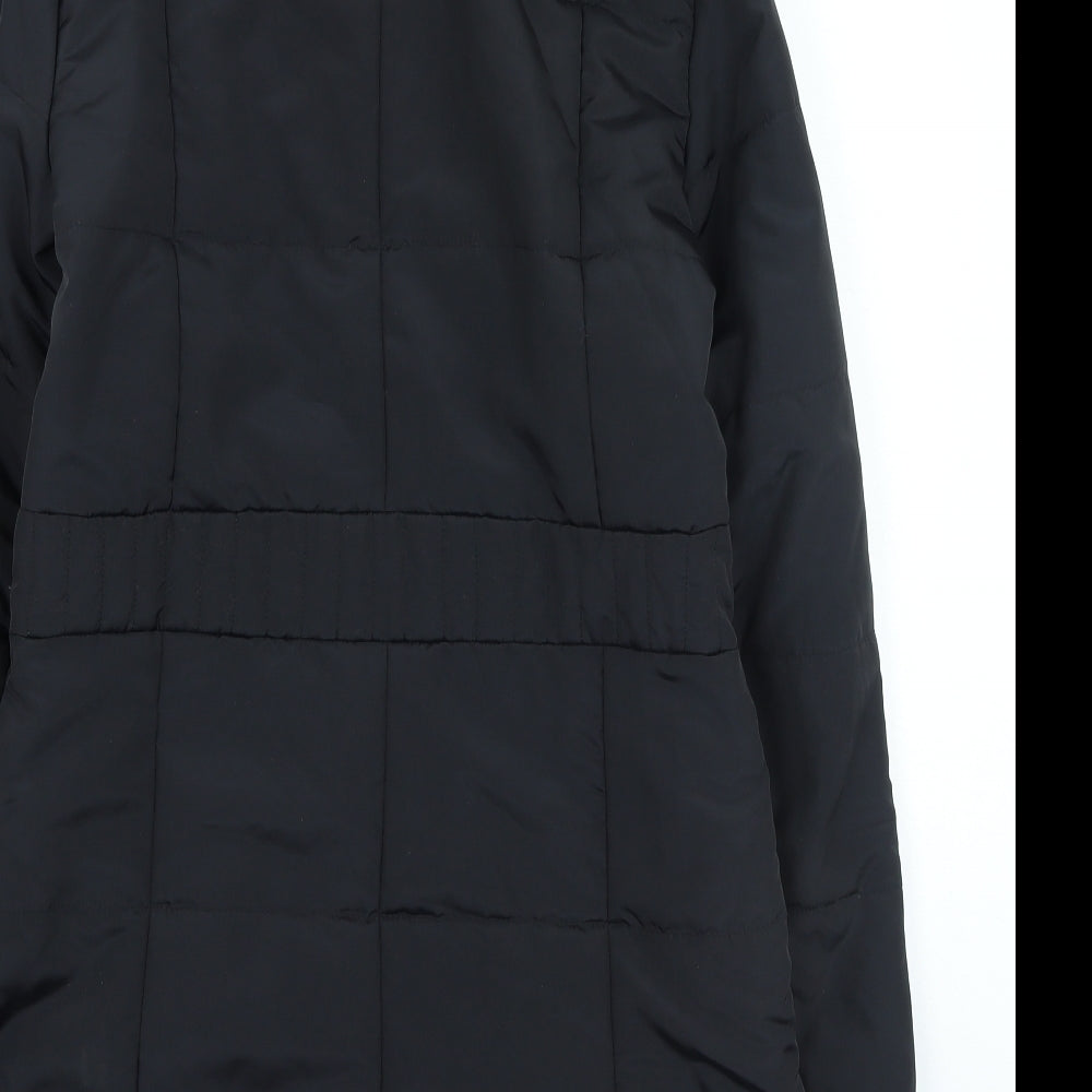 Oscar B Womens Black Quilted Coat Size S Button