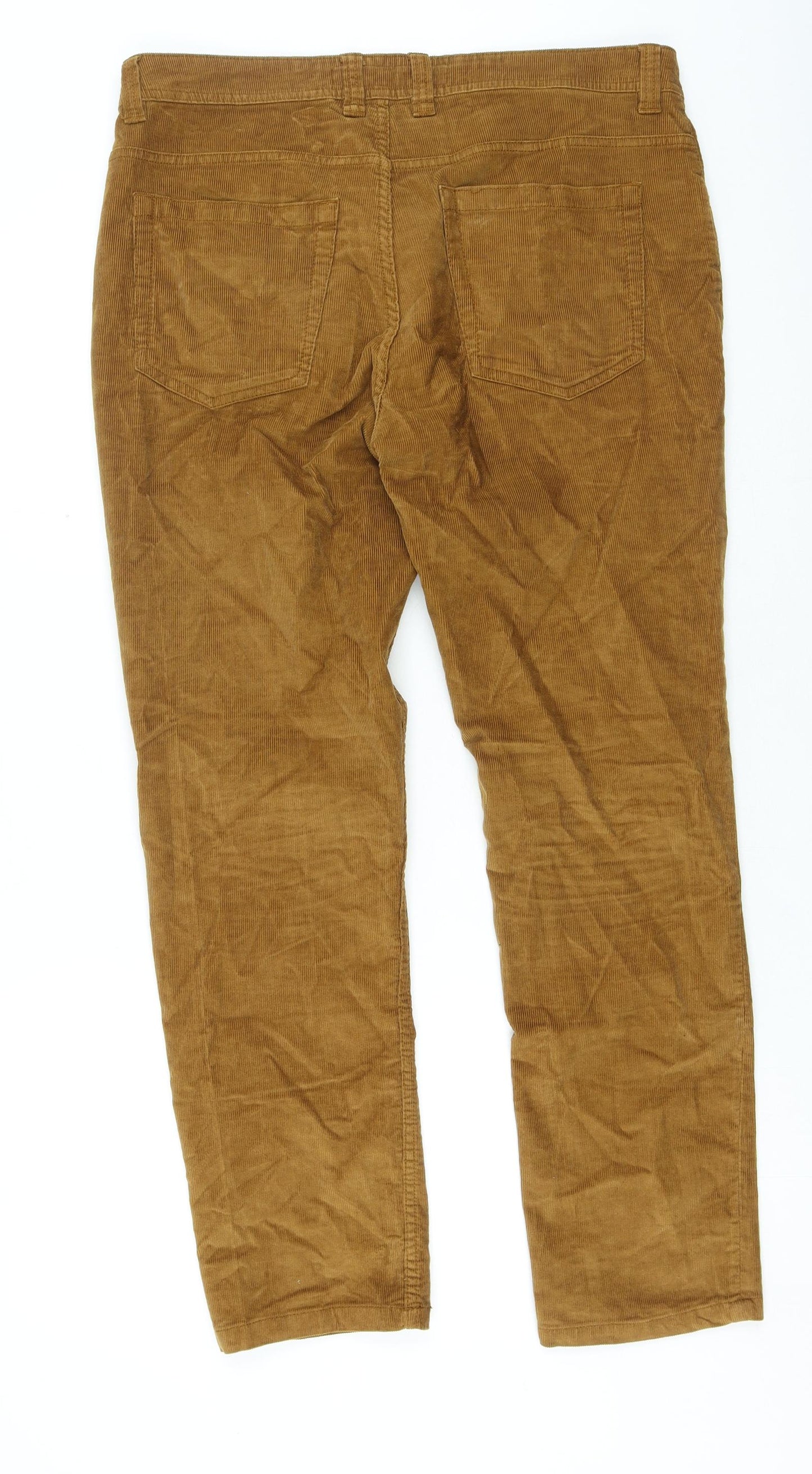 Burton Mens Brown Cotton Trousers Size 34 in L32 in Regular Zip