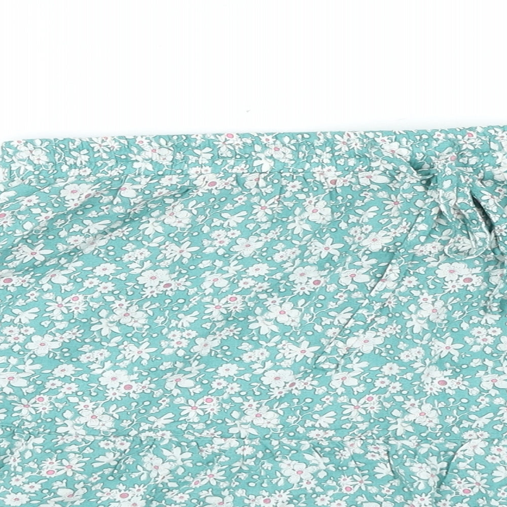 Paper Heart Womens Green Floral Polyester Flare Skirt Size 10 Drawstring