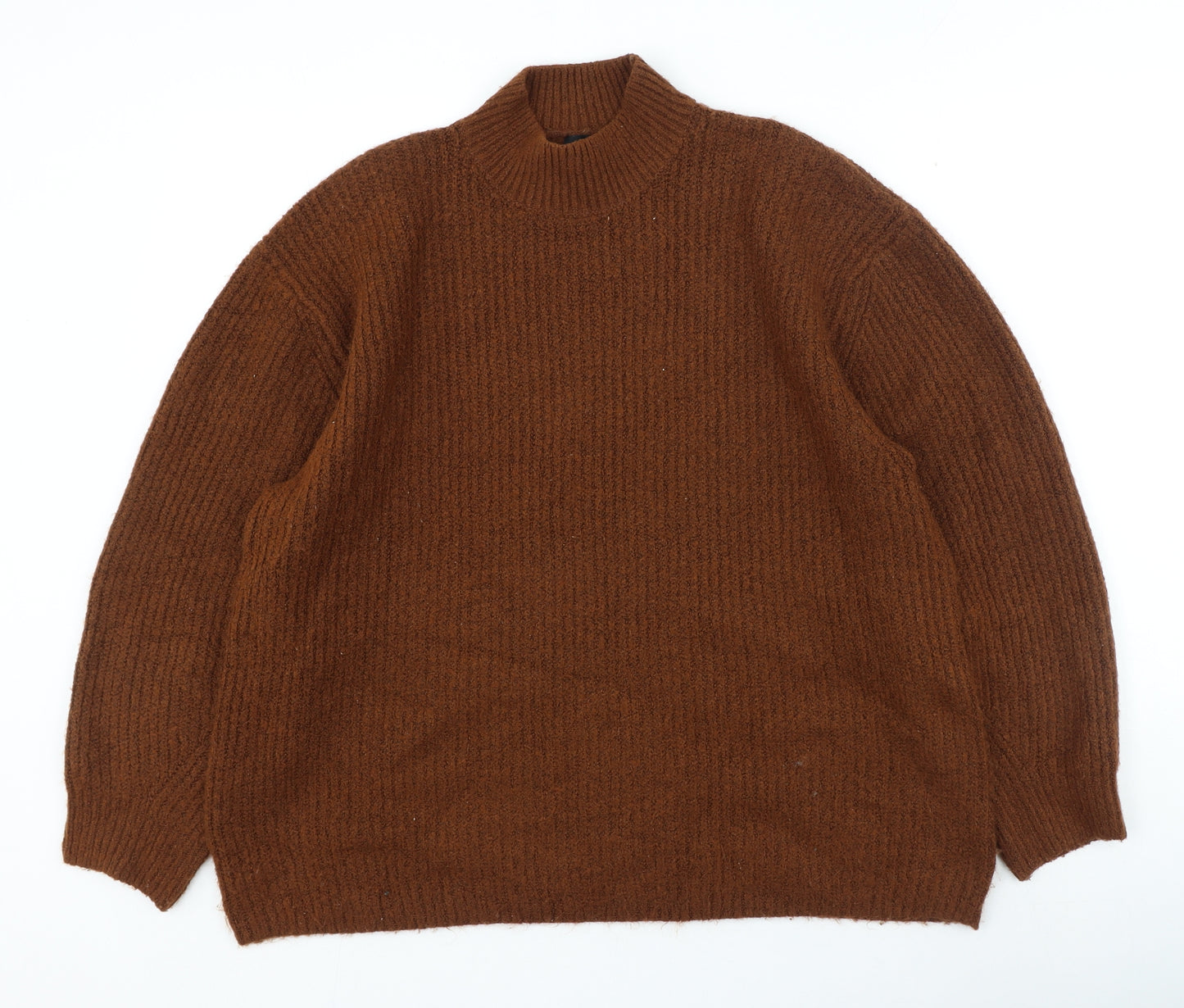 New Look Womens Brown High Neck Acrylic Pullover Jumper Size L