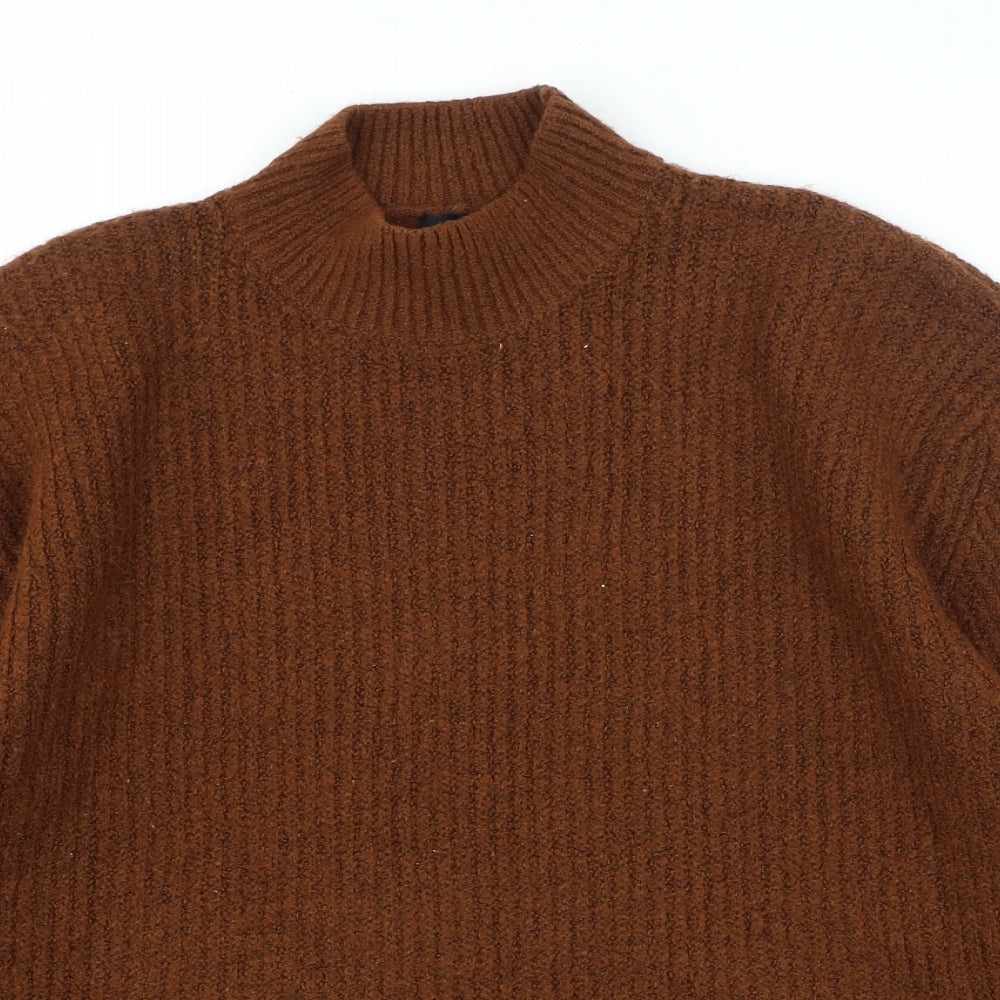 New Look Womens Brown High Neck Acrylic Pullover Jumper Size L