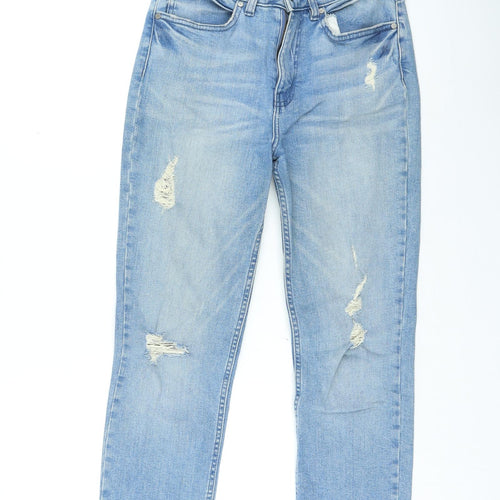 Preworn Womens Blue Cotton Straight Jeans Size 10 L24 in Regular Zip