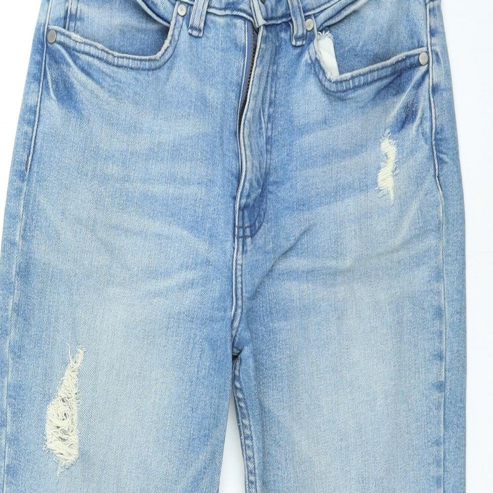 Preworn Womens Blue Cotton Straight Jeans Size 10 L24 in Regular Zip