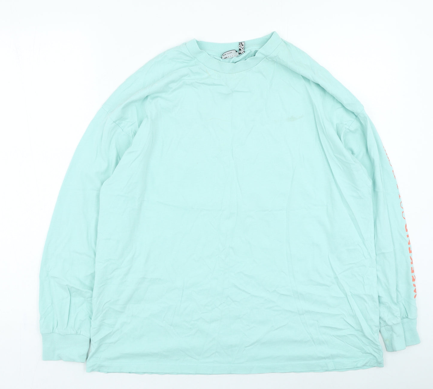 ASOS Womens Green Polyester Basic T-Shirt Size 10 Round Neck - weekend collective