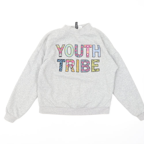 Divided by H&M Girls Grey Cotton Pullover Sweatshirt Size S Pullover - Youth Tribe