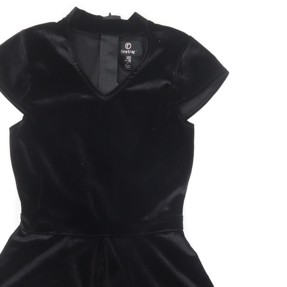 Firetrap Girls Black Polyester Playsuit One-Piece Size 11-12 Years Zip