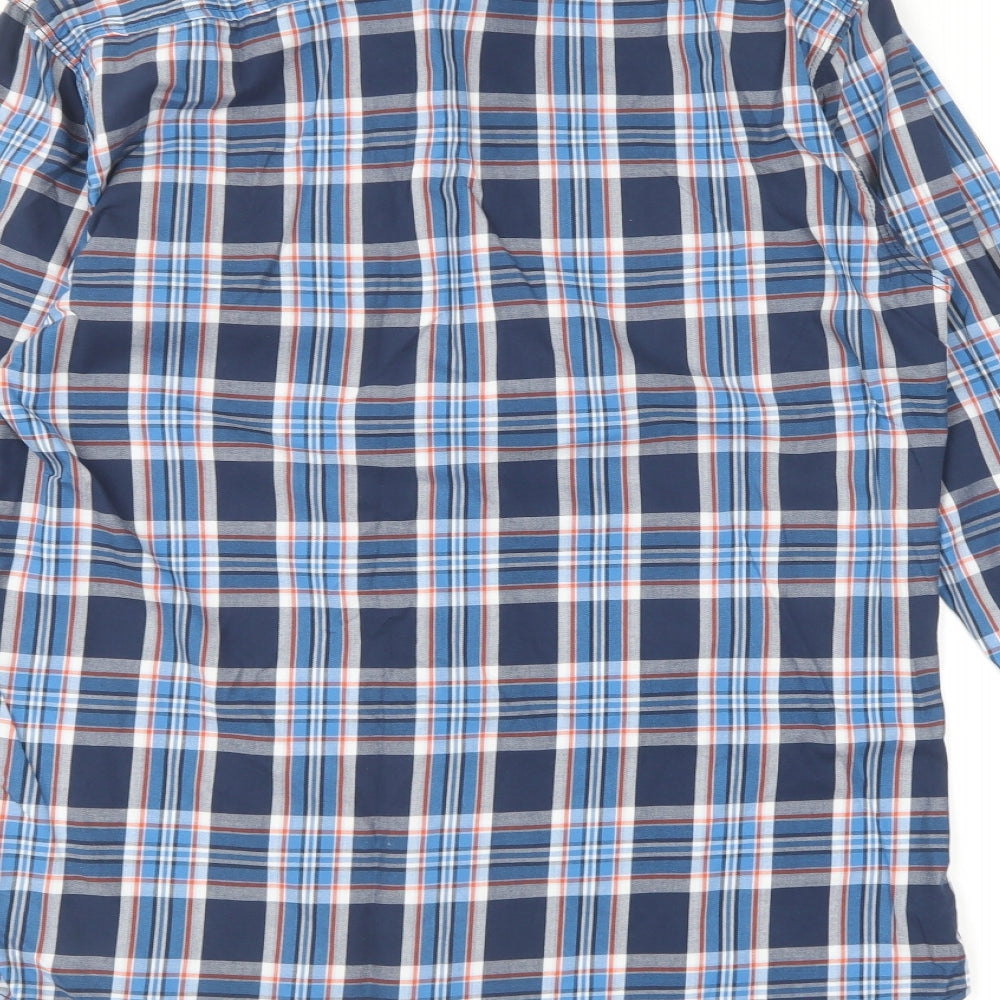 JACK & JONES Mens Blue Plaid Cotton Button-Up Size M Collared Button