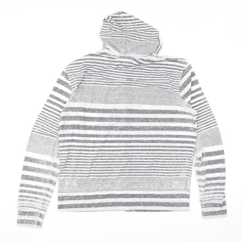 Sweet Delicate Womens Grey Striped Polyester Full Zip Hoodie Size 2XL Zip