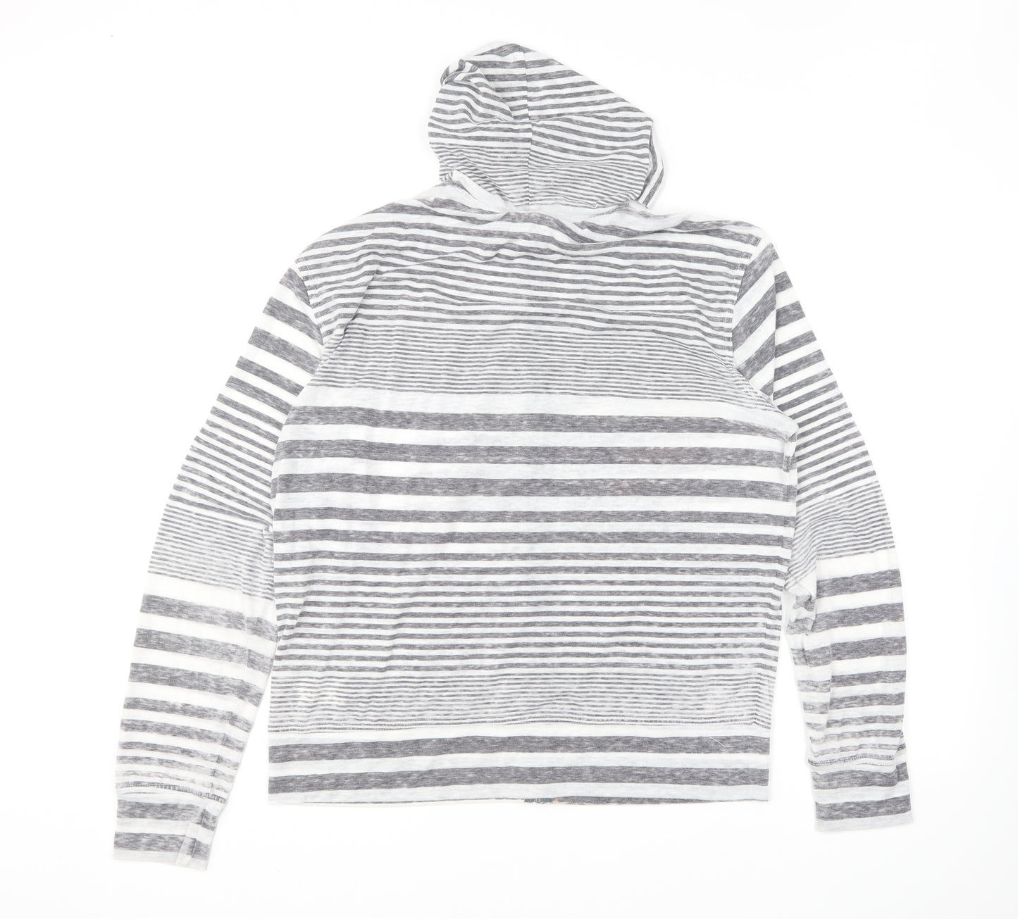 Sweet Delicate Womens Grey Striped Polyester Full Zip Hoodie Size 2XL Zip