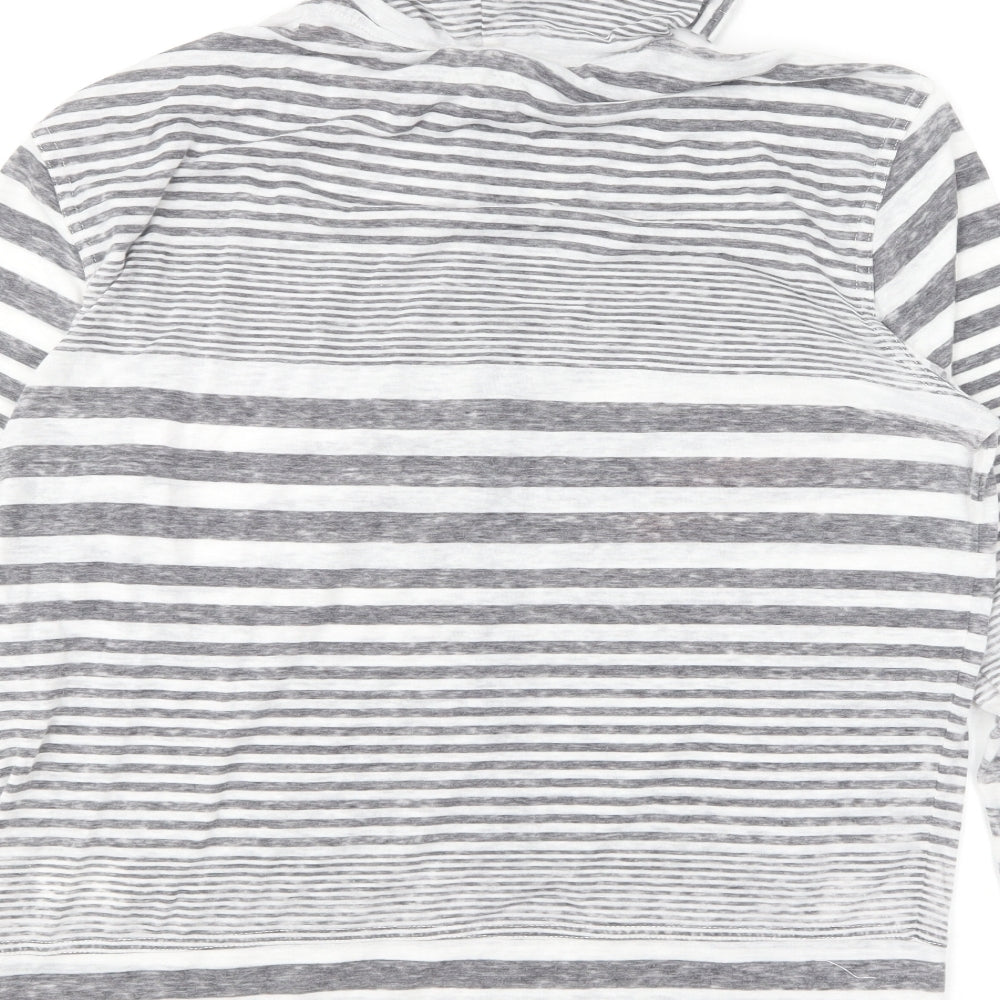 Sweet Delicate Womens Grey Striped Polyester Full Zip Hoodie Size 2XL Zip